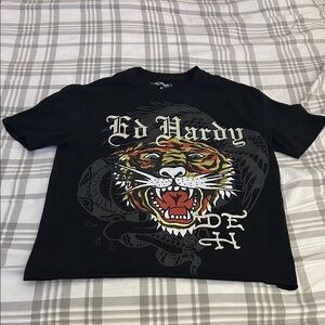 Ed Hardy Cropped Black T-Shirt